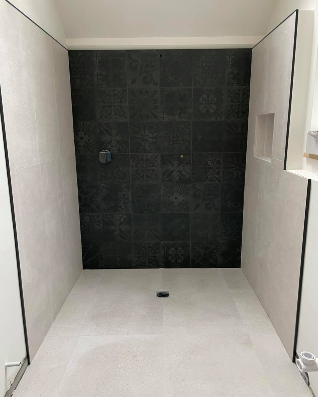 wetroom with black feature wall