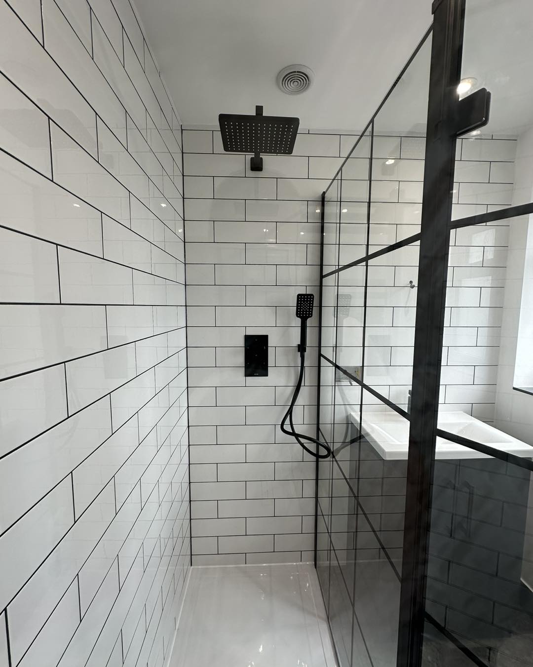 black walk in shower
