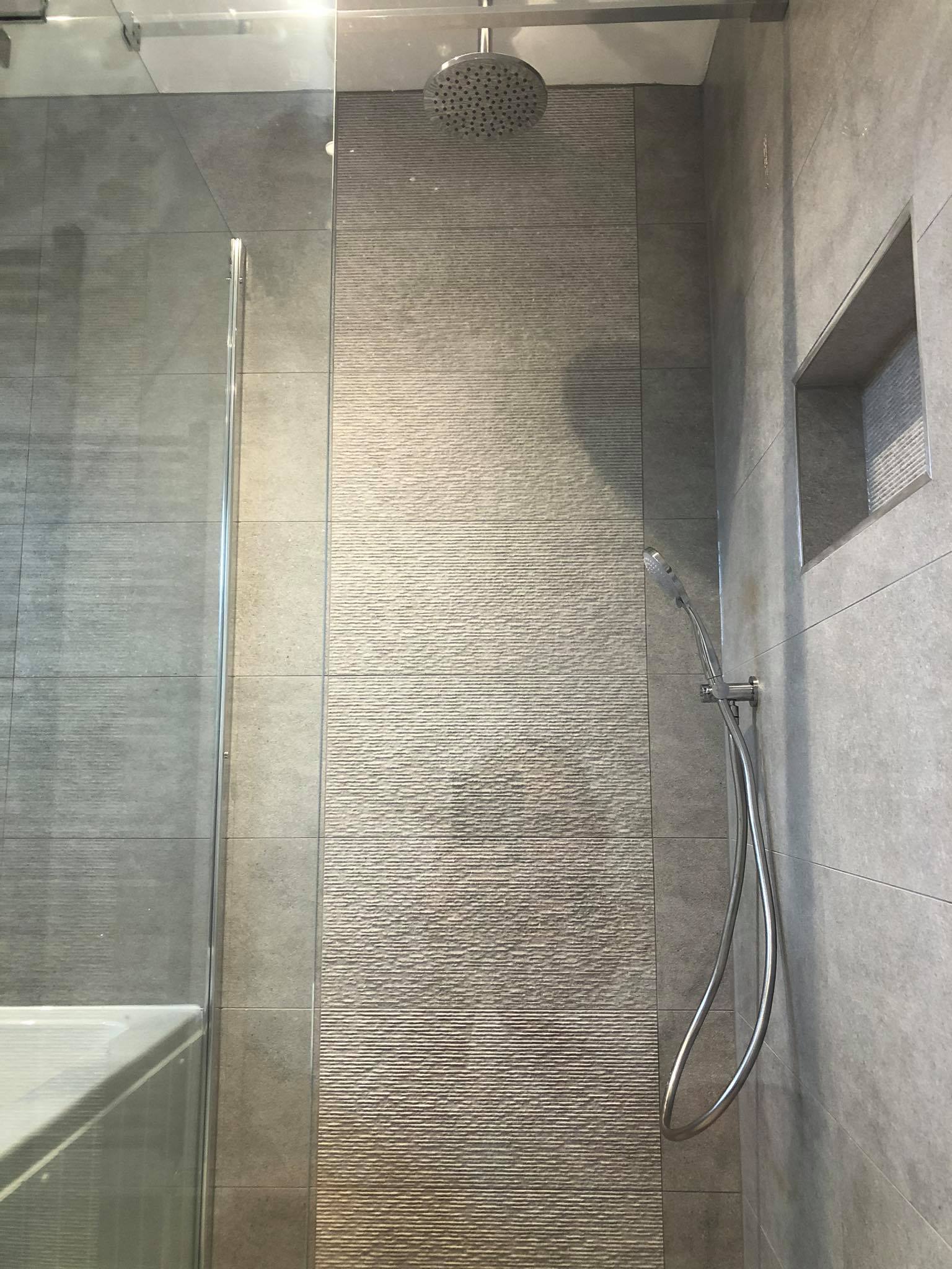 textured tiles in a shower